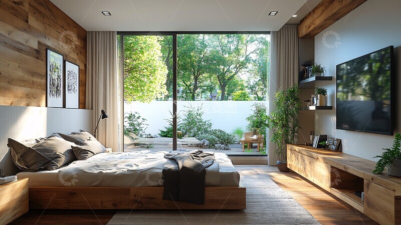 高清大图下载【趣麦麦图】主卧工作台嵌入电视3