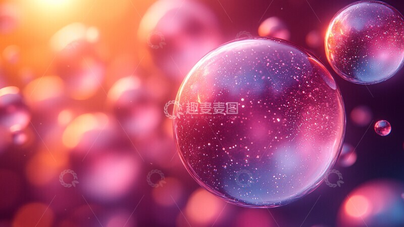 高清大图下载【趣麦麦图】彩色几何悬浮球体2