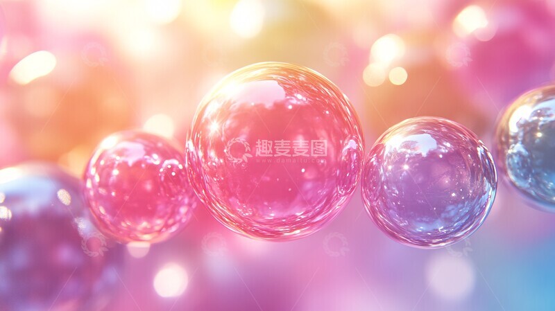 高清大图下载【趣麦麦图】-彩虹透明球体图案1