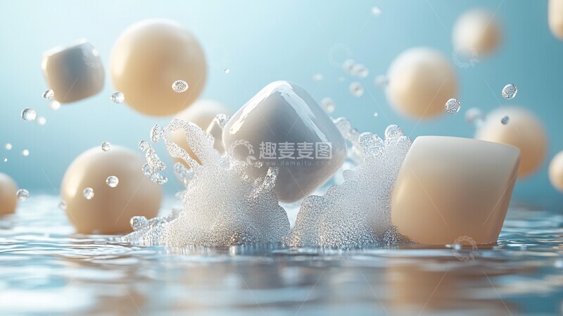 高清大图下载【趣麦麦图】浮动形状渲染1