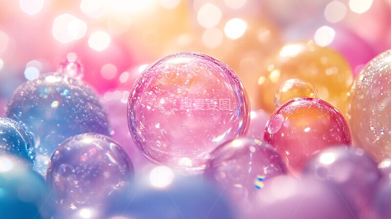 高清大图下载【趣麦麦图】彩虹透明球体图案