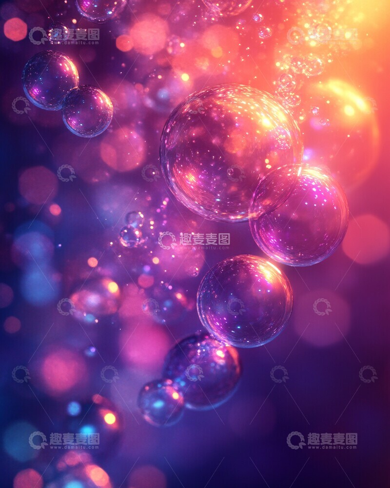 高清大图下载【趣麦麦图】紫色渐变气泡背景2