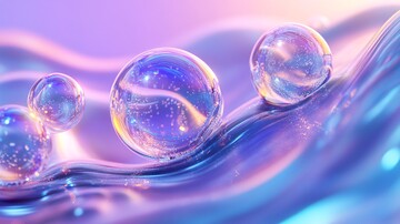 蓝紫渐变气泡波浪线1