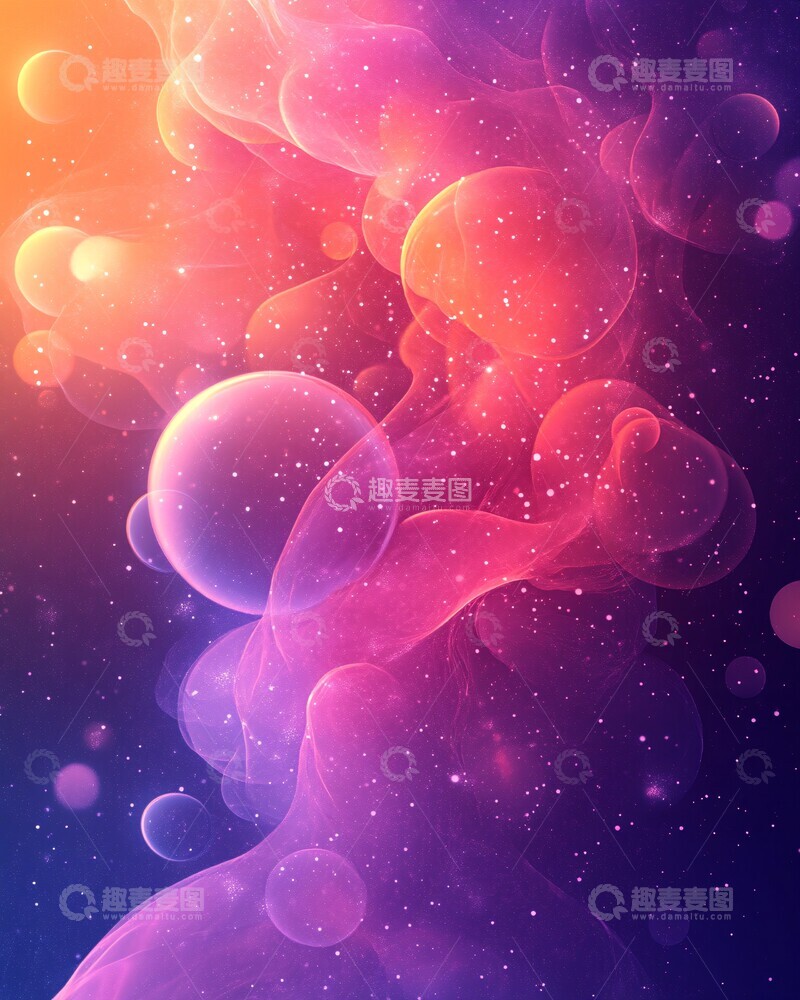 高清大图下载【趣麦麦图】紫色渐变气泡背景