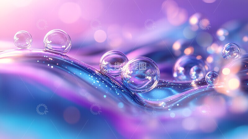 高清大图下载【趣麦麦图】蓝紫渐变气泡波浪线2