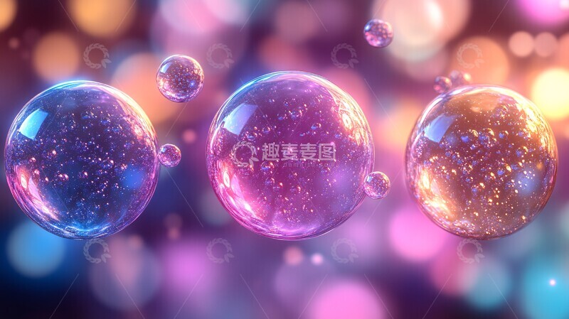 高清大图下载【趣麦麦图】紫色蓝色球泡壁纸1