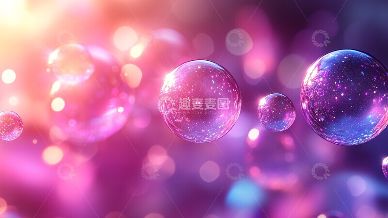 高清大图下载【趣麦麦图】泡泡紫蓝渐变背景1