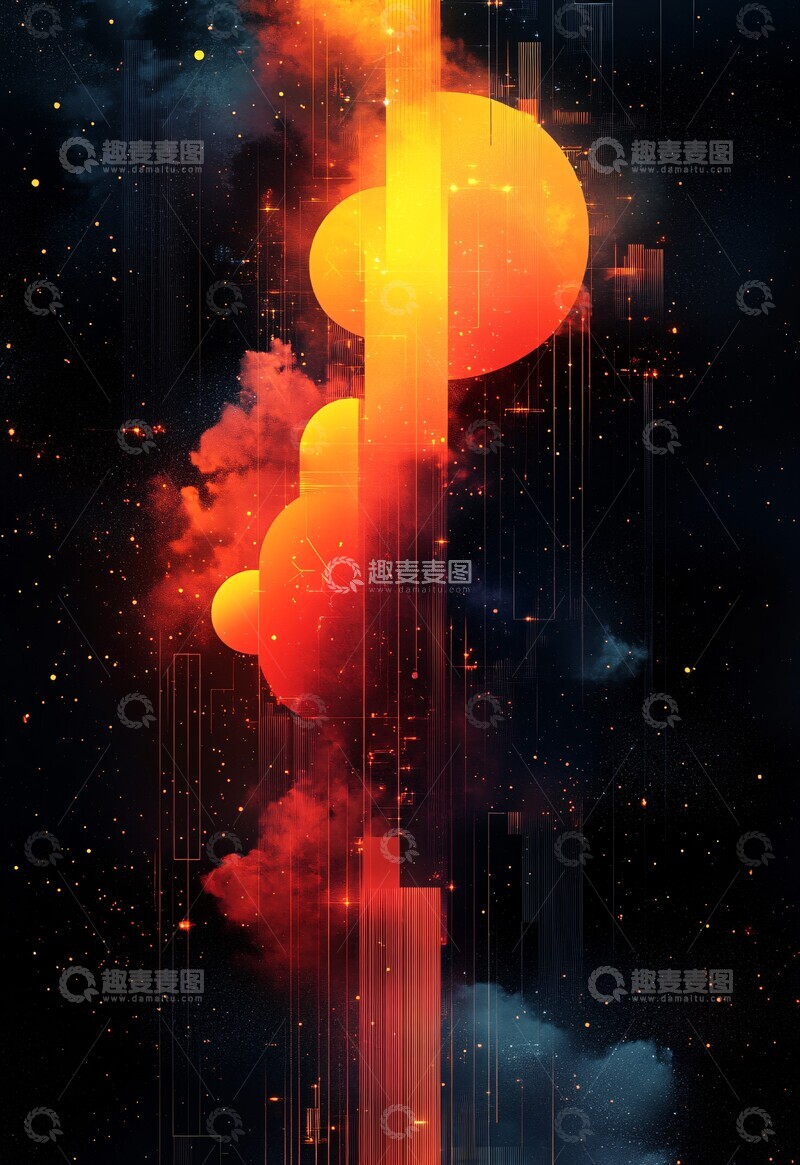 高清大图下载【趣麦麦图】黄黑渐变科技图案1