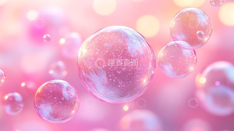 高清大图下载【趣麦麦图】粉色泡泡抽象设计2