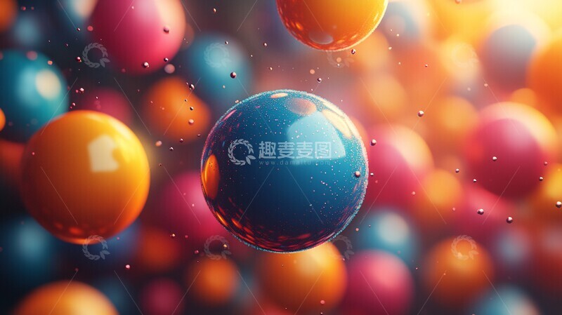 高清大图下载【趣麦麦图】彩色球体浮空