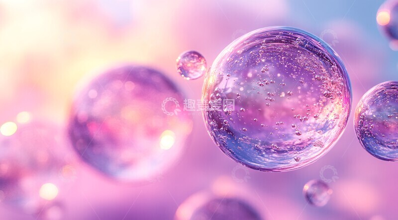 高清大图下载【趣麦麦图】紫色背景气泡