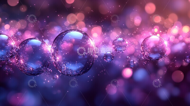 高清大图下载【趣麦麦图】泡泡紫蓝渐变背景