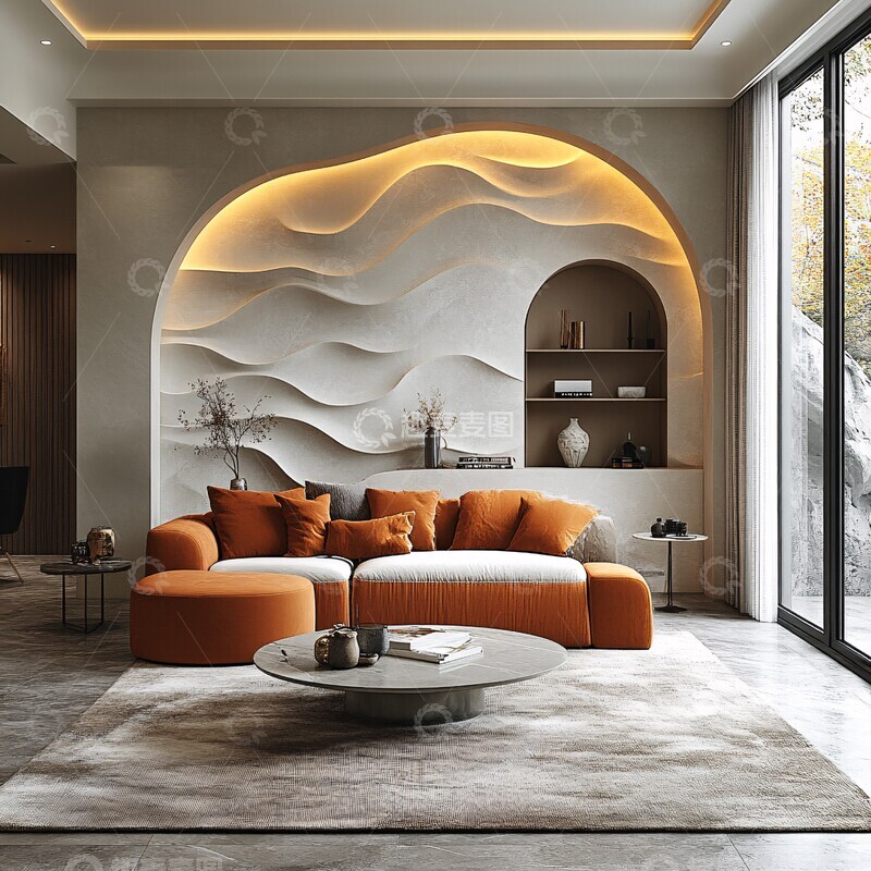 高清大图下载【趣麦麦图】波浪客厅设计元素1