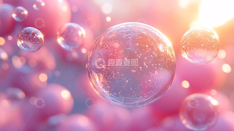 高清大图下载【趣麦麦图】粉色泡泡抽象设计3