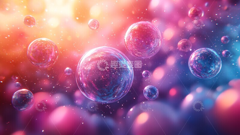 高清大图下载【趣麦麦图】红蓝绿泡泡背景2