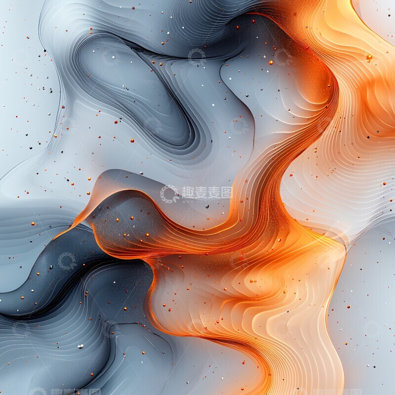 高清大图下载【趣麦麦图】灰橙线条流动形1