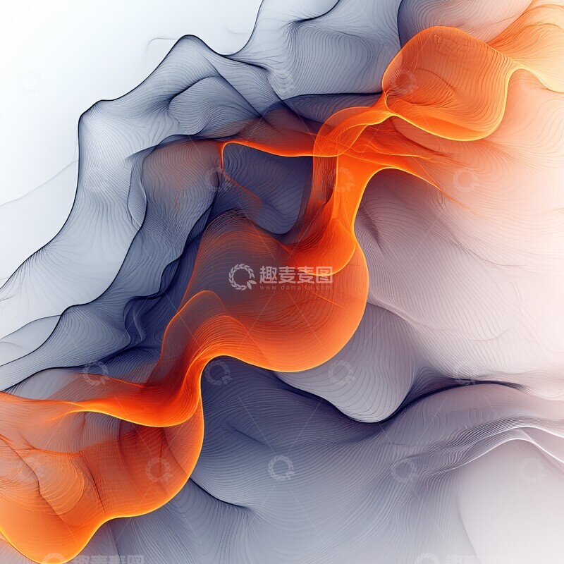 高清大图下载【趣麦麦图】灰橙线条流动形2