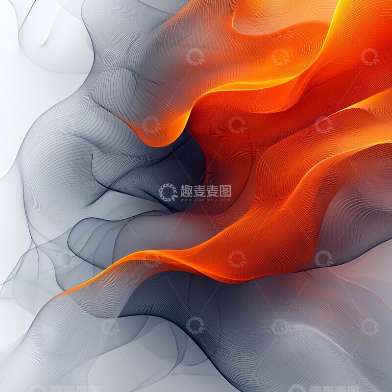 高清大图下载【趣麦麦图】灰橙线条流动形
