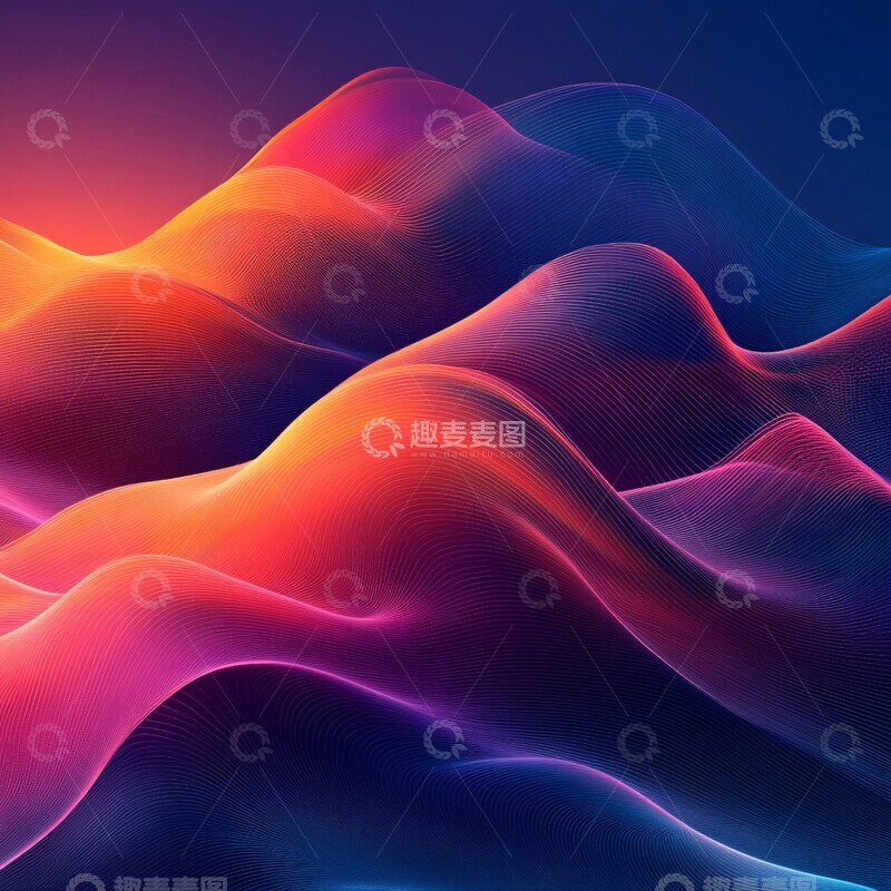 高清大图下载【趣麦麦图】粉蓝渐变上升线条2