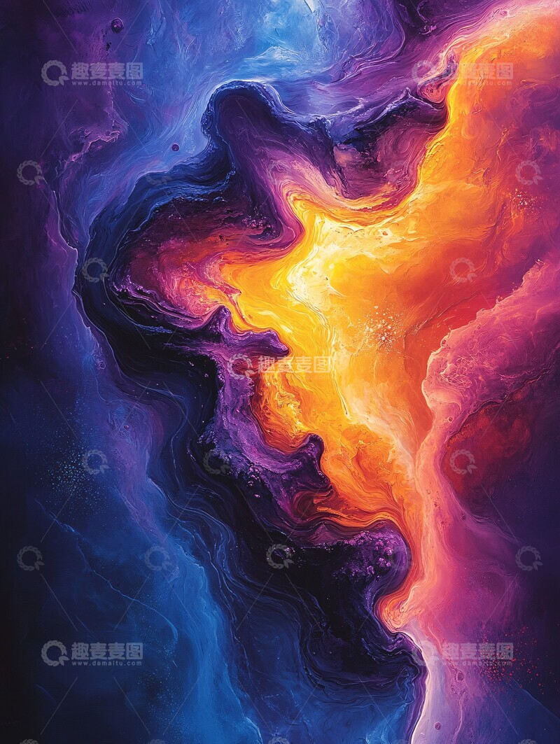 高清大图下载【趣麦麦图】水流紫橙渐变画