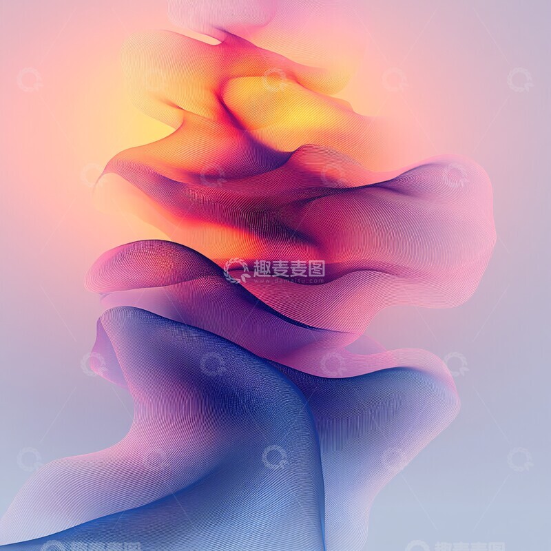 高清大图下载【趣麦麦图】粉蓝渐变上升线条3