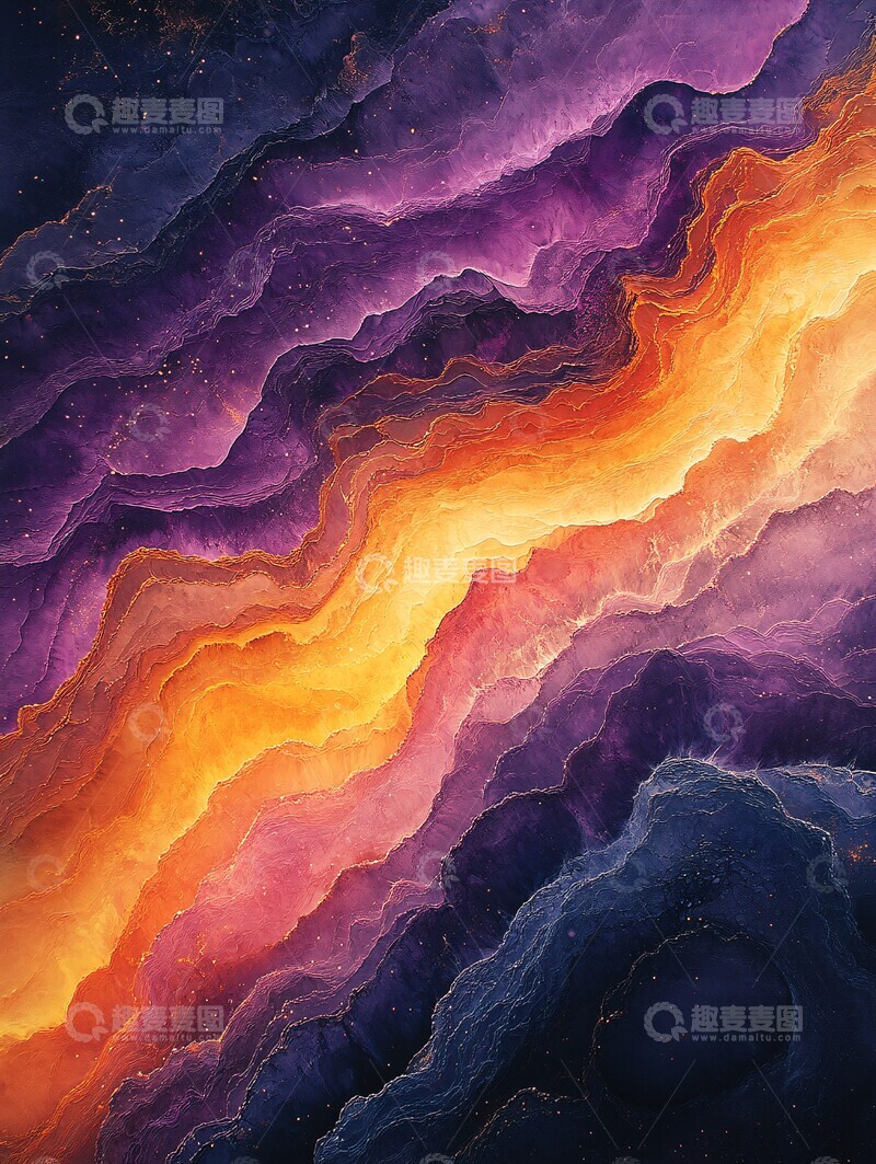 高清大图下载【趣麦麦图】水流紫橙渐变画2