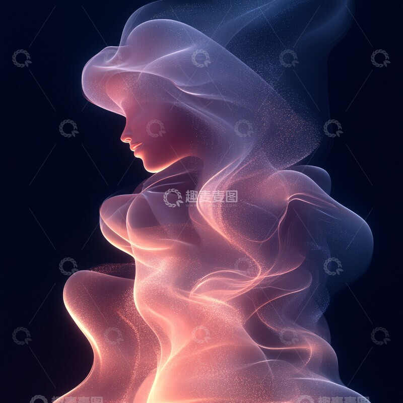 高清大图下载【趣麦麦图】粉蓝渐变上升线条