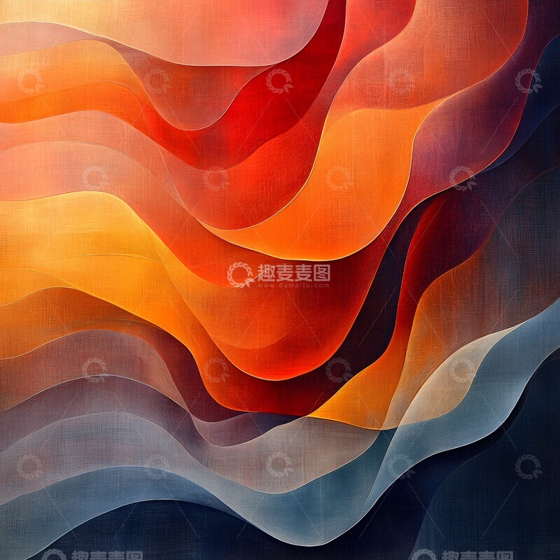 高清大图下载【趣麦麦图】橙红交织层叠纹3