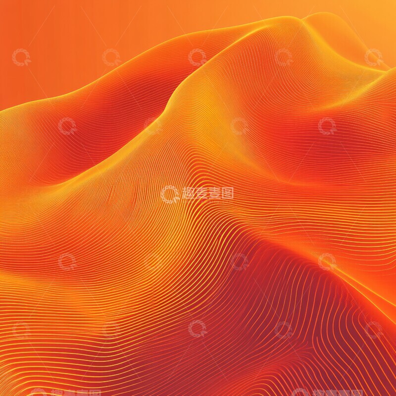 高清大图下载【趣麦麦图】橙色渐变科技线波2