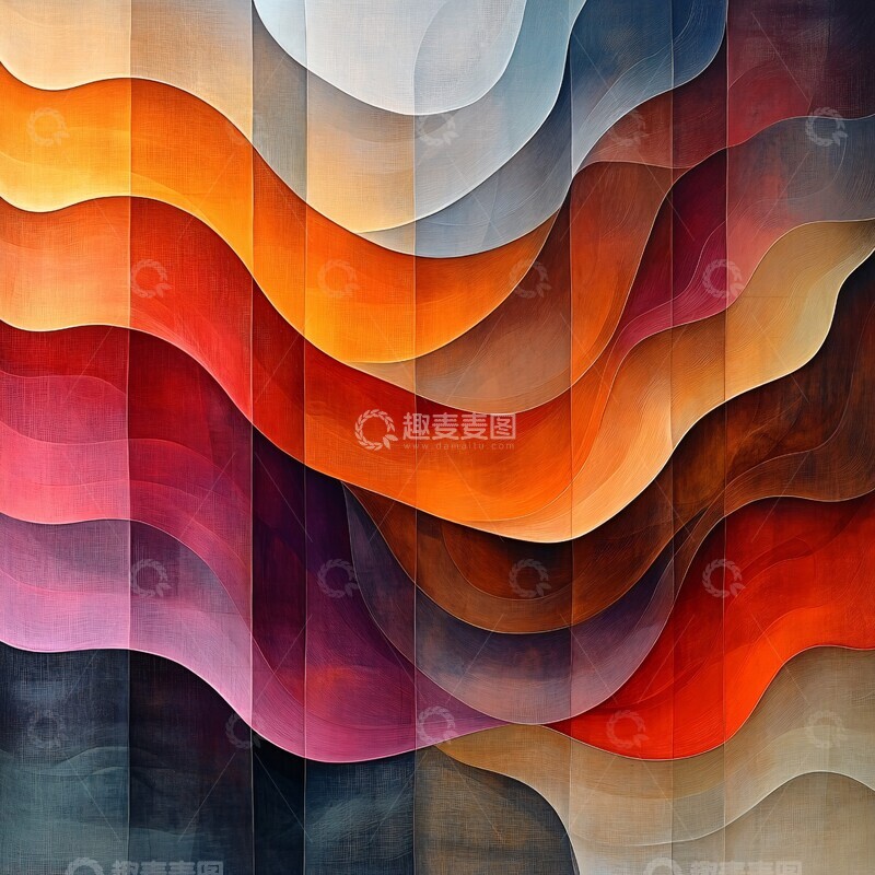 高清大图下载【趣麦麦图】橙红交织层叠纹2
