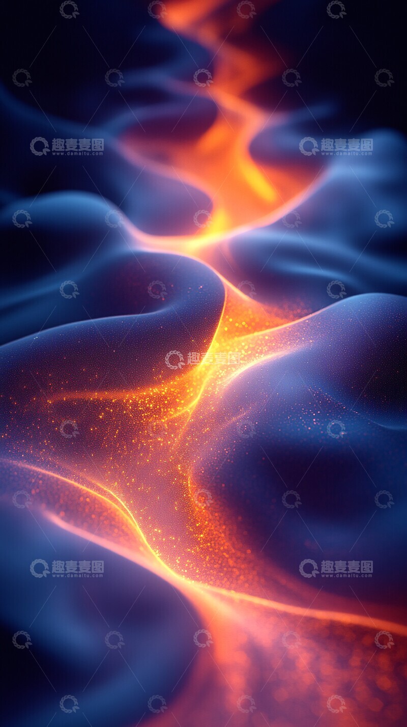 高清大图下载【趣麦麦图】橙蓝渐变曲线图