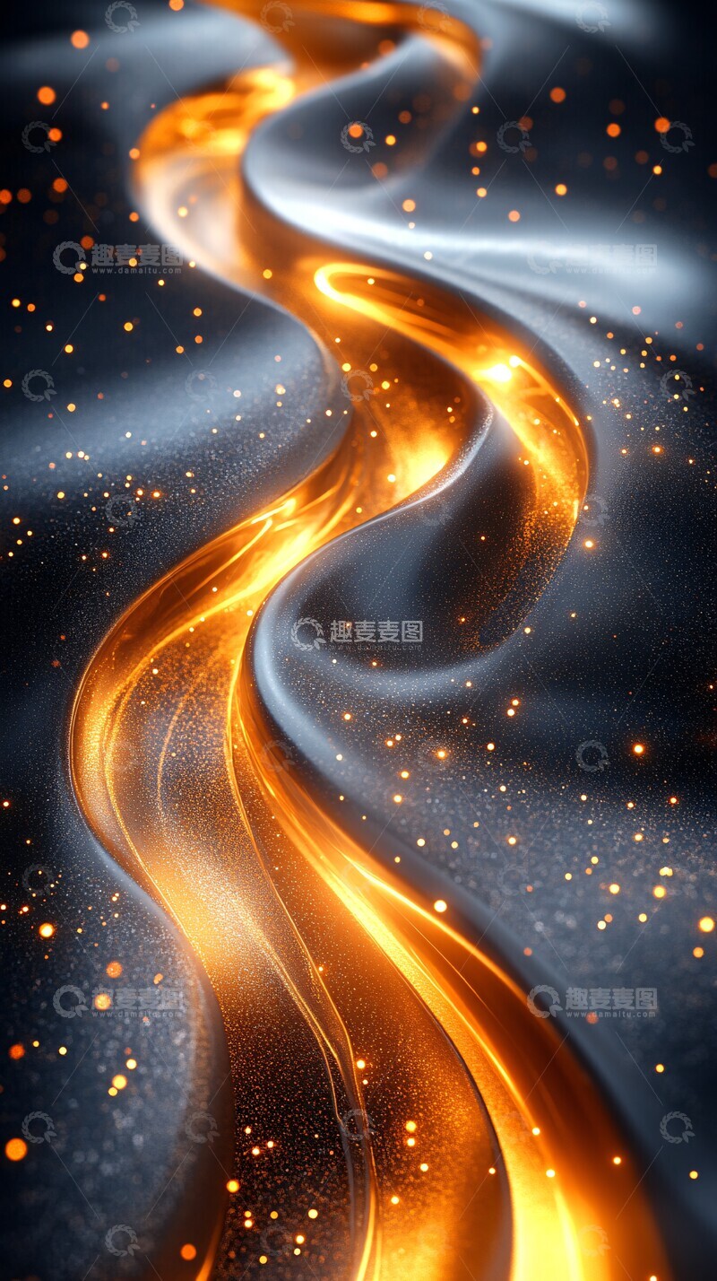 高清大图下载【趣麦麦图】金色曲线科技背景1