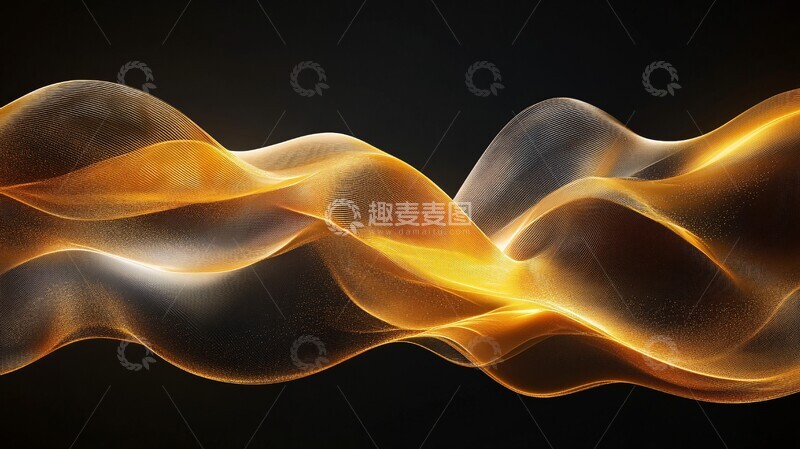 高清大图下载【趣麦麦图】金色曲线流线设计1