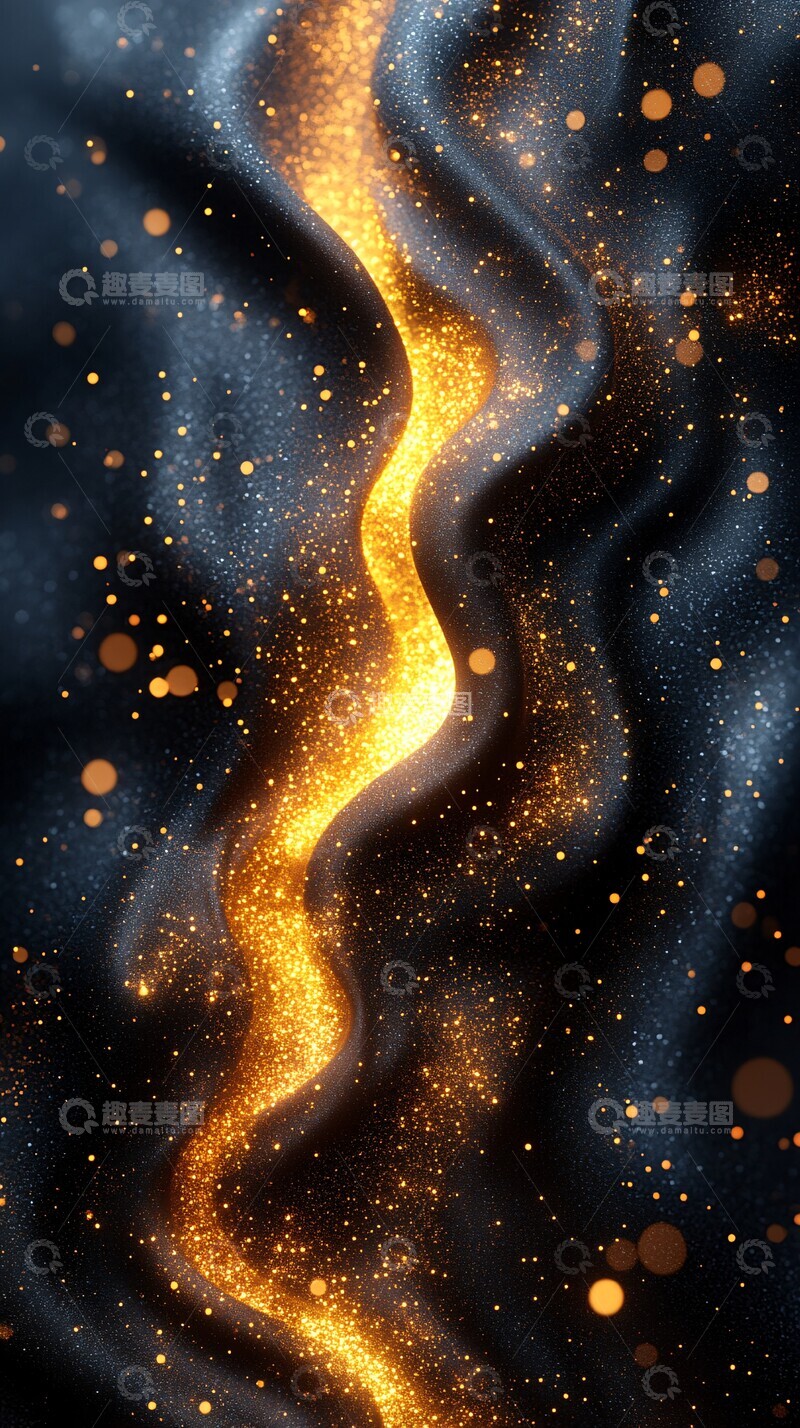 高清大图下载【趣麦麦图】金色波浪线粒子