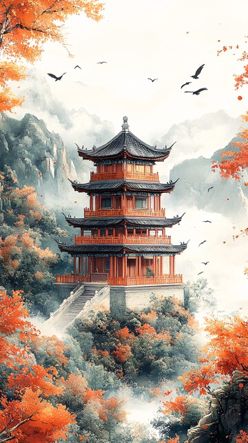 橙树飞鸟中式建筑1