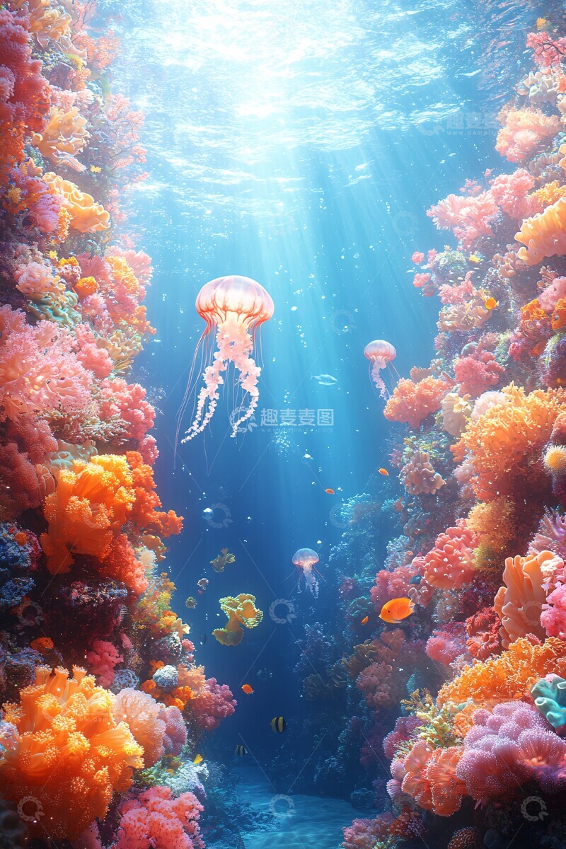 高清大图下载【趣麦麦图】珊瑚礁与海洋生物1