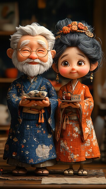 老人观看卡通电视1