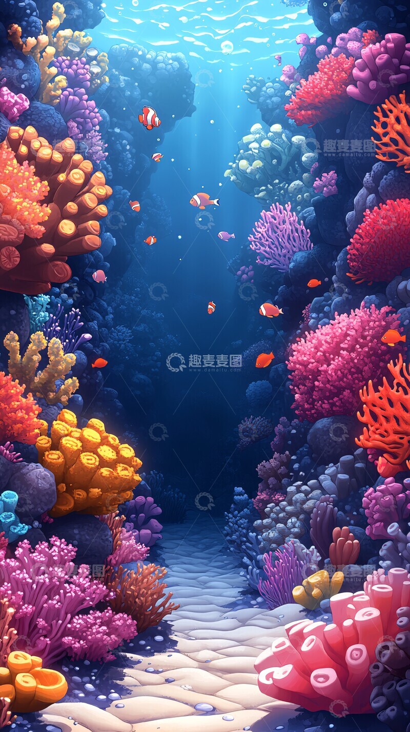 高清大图下载【趣麦麦图】海底背景海底背景色彩