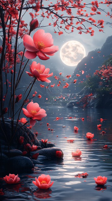 月下花海高清影像视觉1