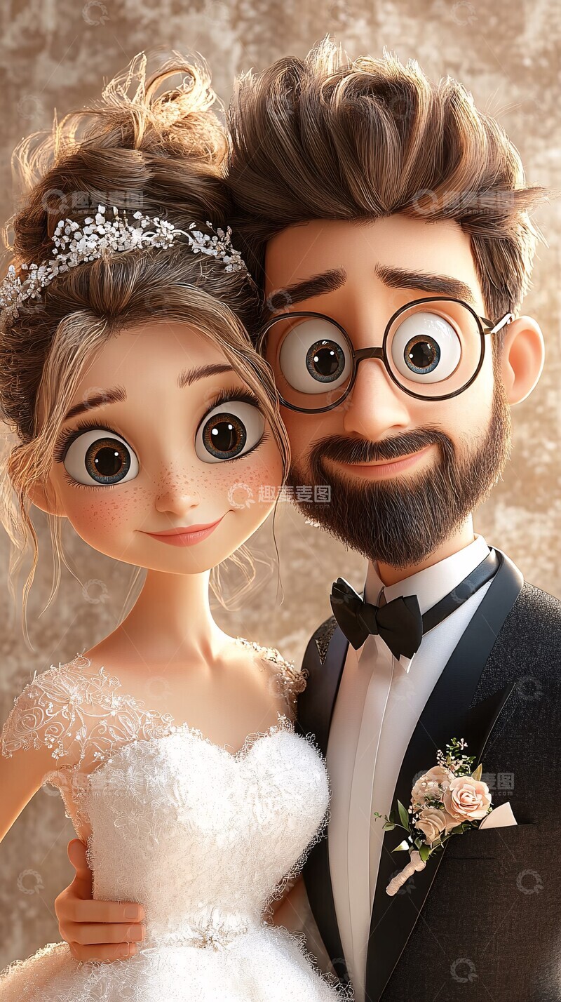 高清大图下载【趣麦麦图】新郎新娘婚礼造型2