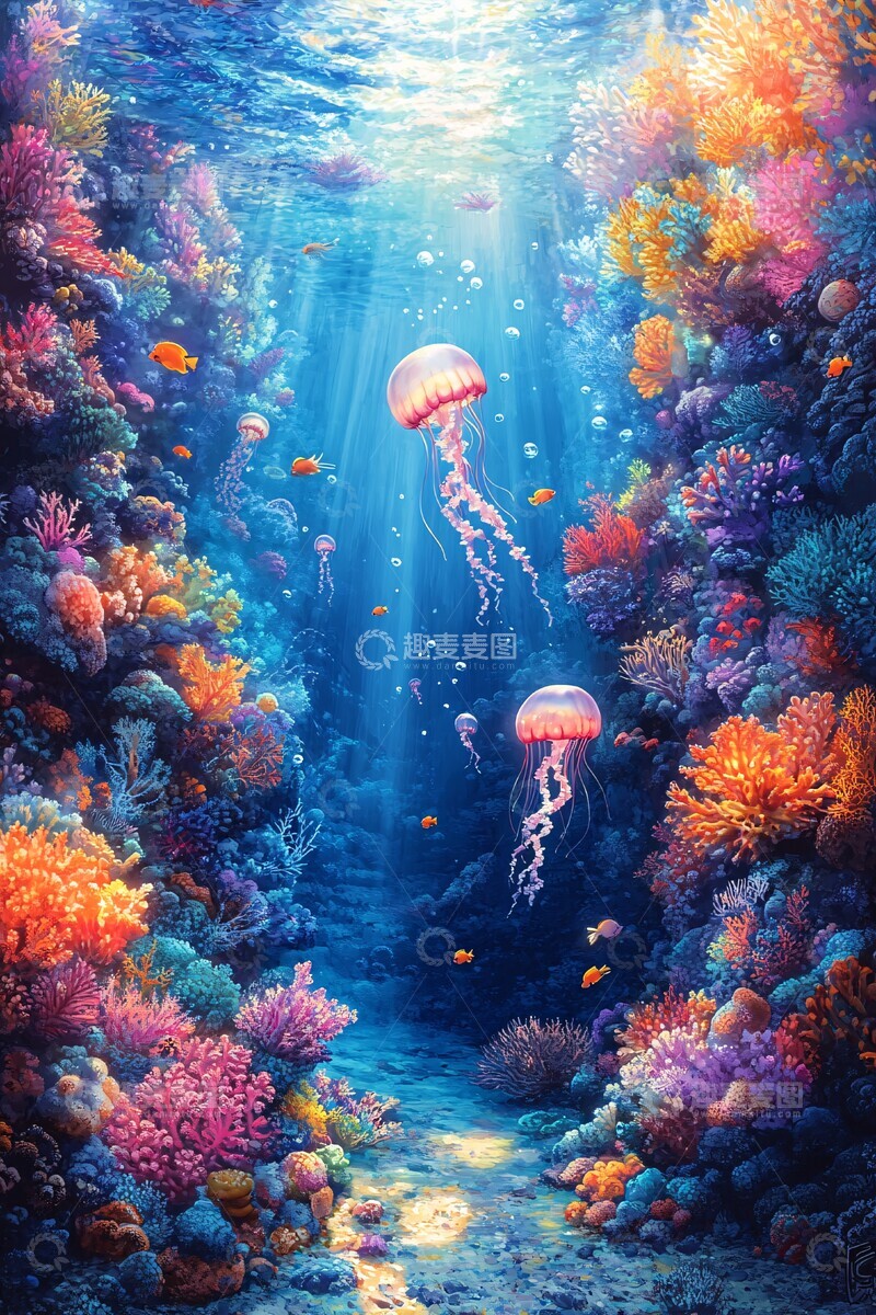 高清大图下载【趣麦麦图】珊瑚礁与海洋生物