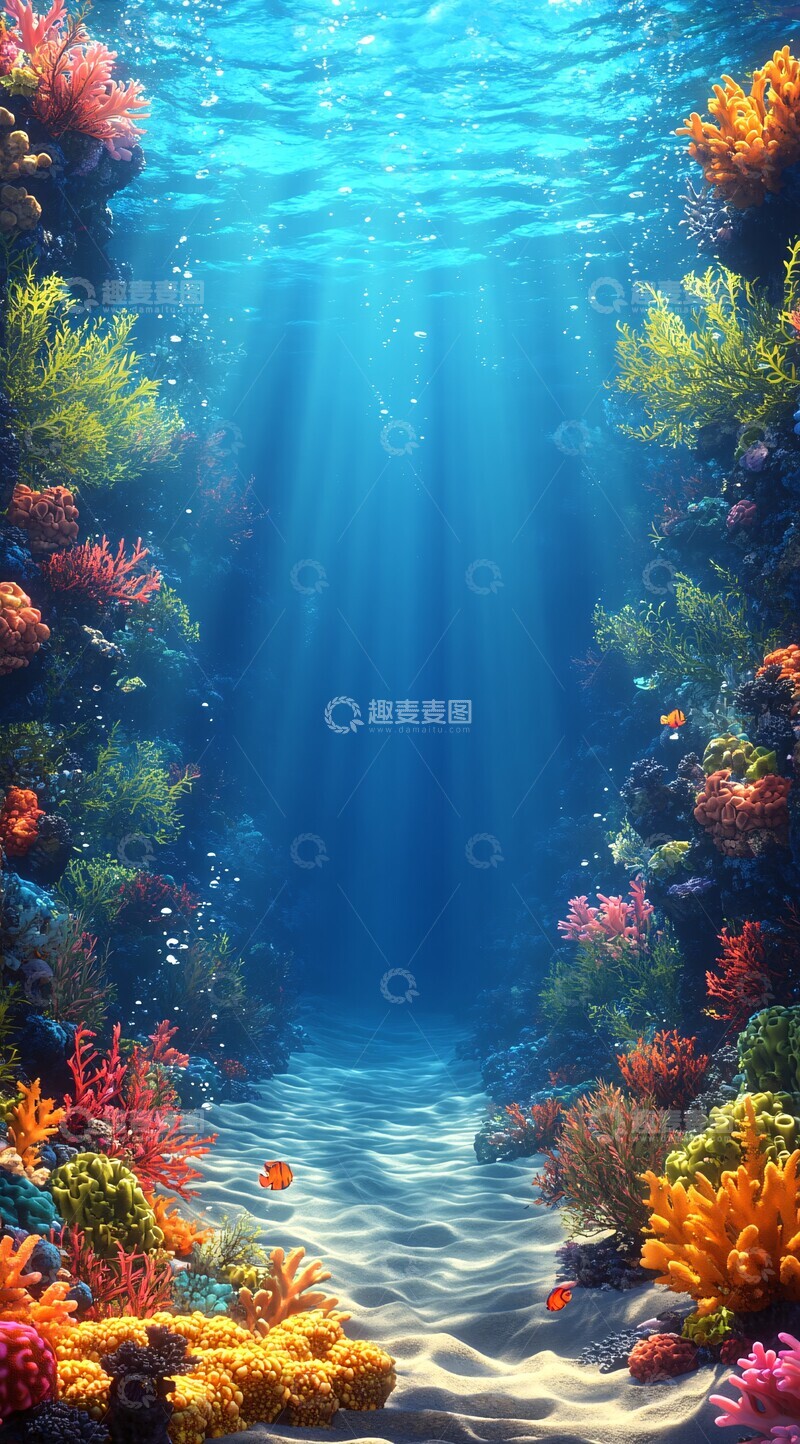 高清大图下载【趣麦麦图】海底珊瑚群海底珊瑚阳光1
