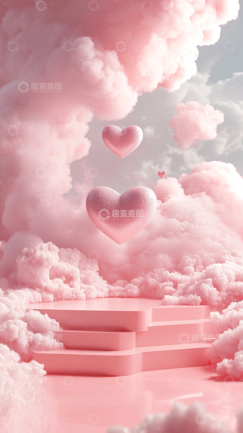 高清大图下载【趣麦麦图】心形云朵珠宝展示2