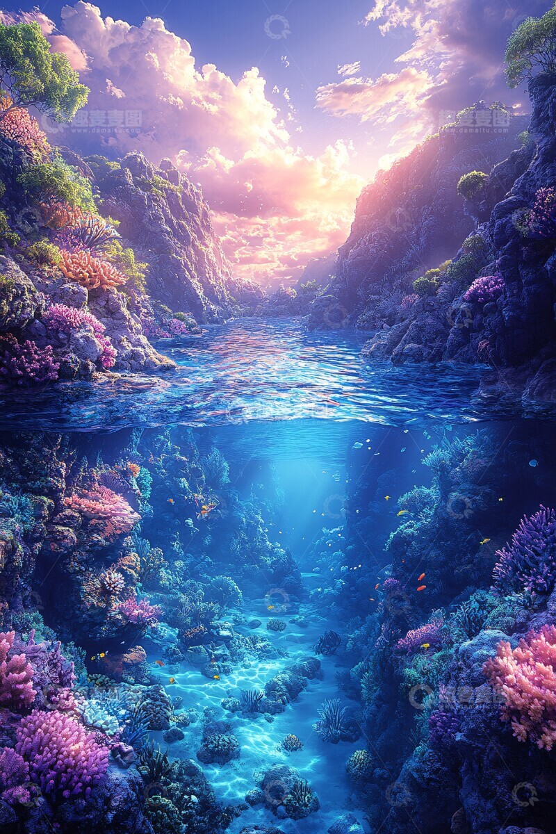 高清大图下载【趣麦麦图】珊瑚礁旁的水下景象