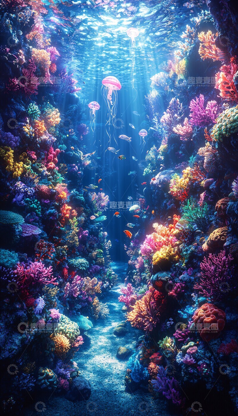 高清大图下载【趣麦麦图】珊瑚礁与电鳗