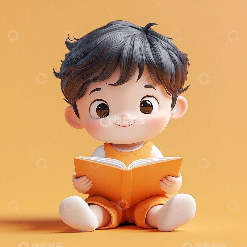 高清大图下载【趣麦麦图】小男孩阅读形象1