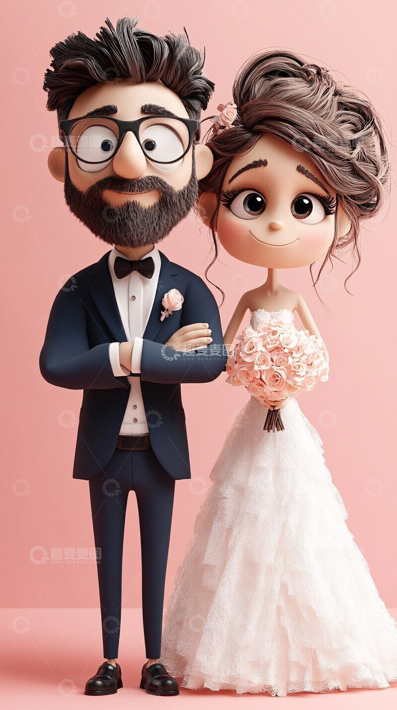 高清大图下载【趣麦麦图】新郎新娘婚礼造型