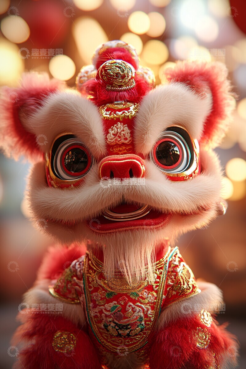 高清大图下载【趣麦麦图】狮子舞头狮子舞头红色1