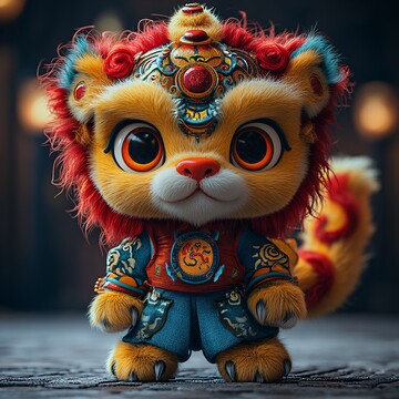 小狮子舞者狮子舞者头发