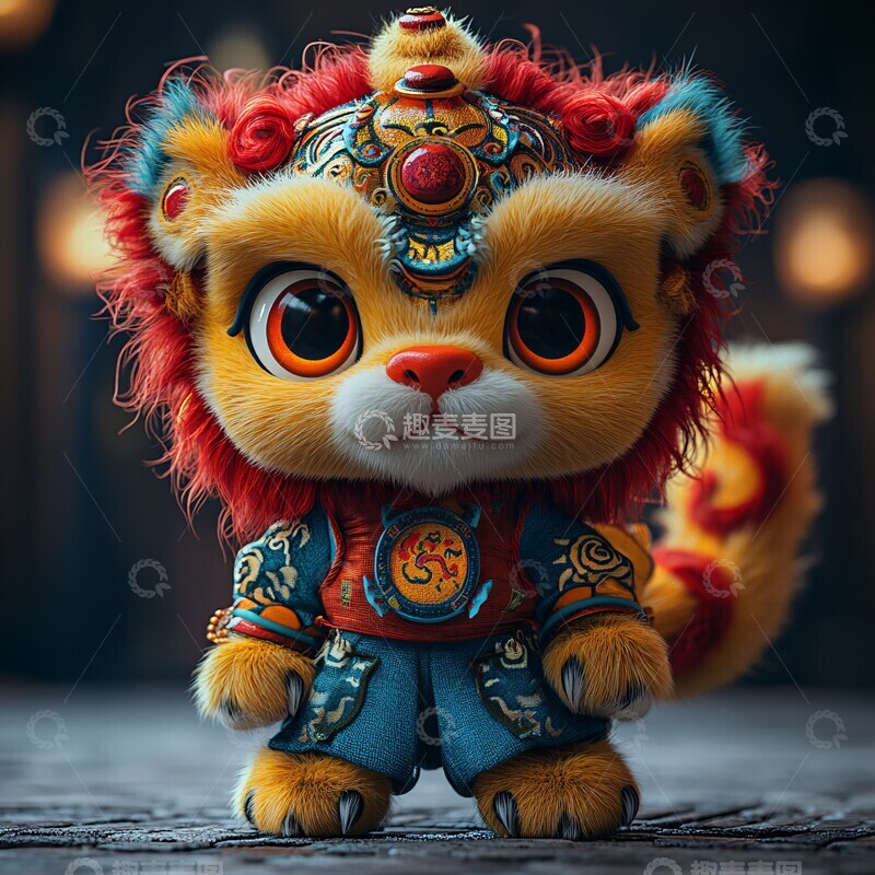 高清大图下载【趣麦麦图】小狮子舞者狮子舞者头发